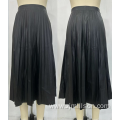 Pure Color Winter Mid Length Leather Pleated Skirts